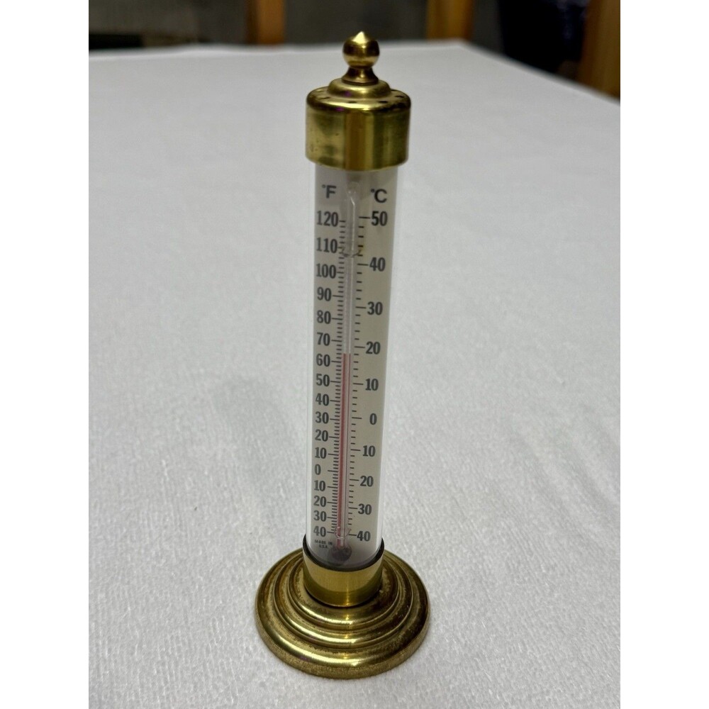 Vintage - Conant Custom Brass - Standing Brass Thermometer